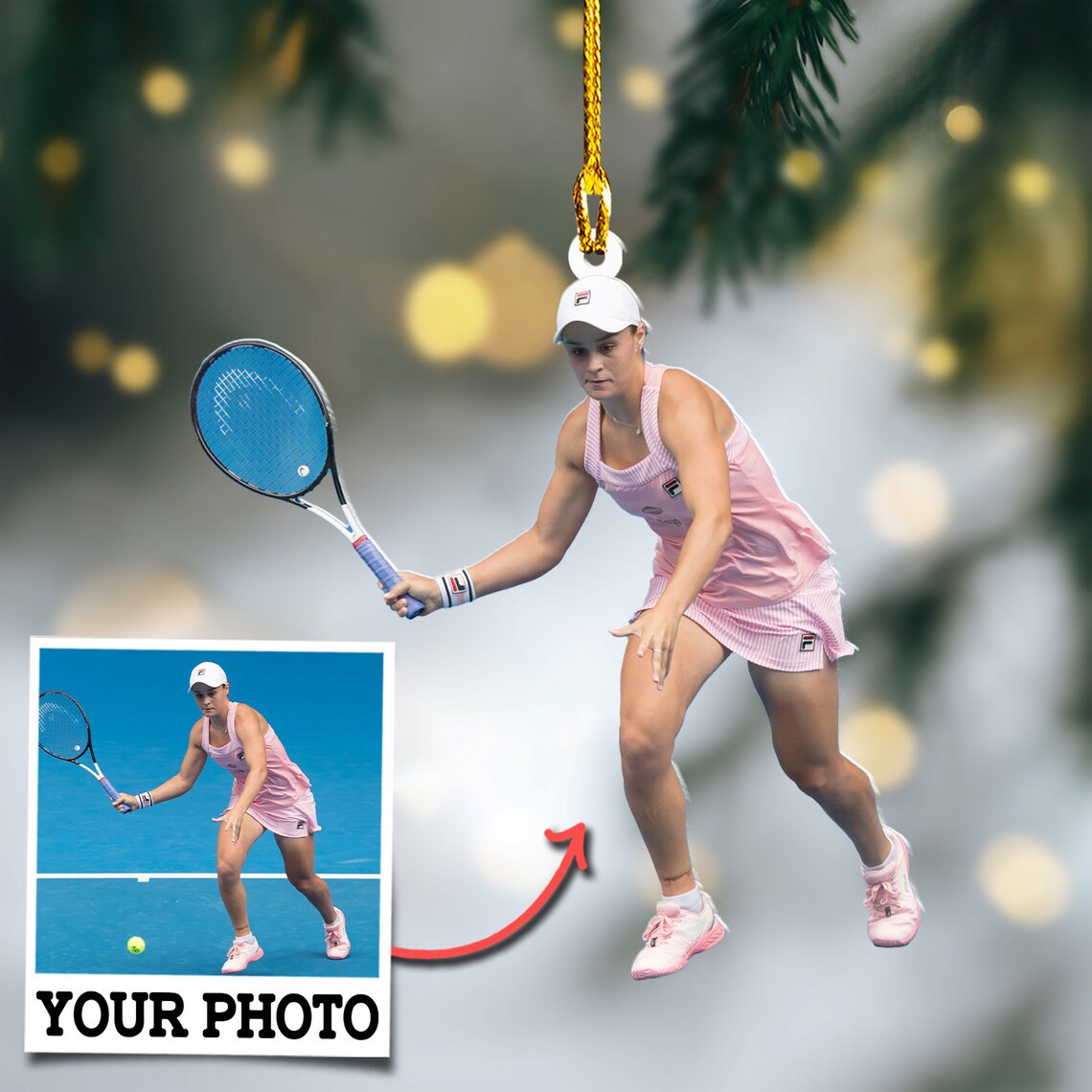 Custom Photo Gifts For Tennis Lovers, Upload Playing Tennis Photo Christmas Ornament 24pgvp140924 - Ornament - GoDuckee