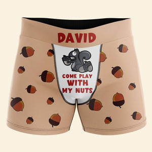 Personalized Gift For Couple Men's Boxer Come Play With My Nuts - Boxers & Briefs - GoDuckee