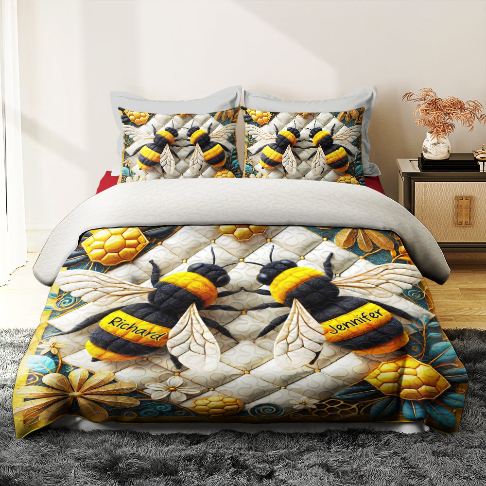 Personalized Gifts For Bee Lovers Quilt Bedding Set Special Line 03kaqn100125 Bee Couple Gifts - Blanket - GoDuckee