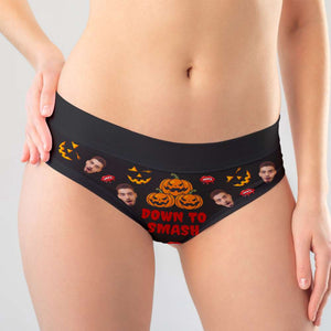 Custom Photo Gifts For Couple Boxer Briefs Halloween Pumpkin Smash Just Tip 03XQDT010824 - Boxer Briefs - GoDuckee