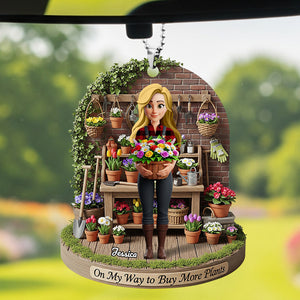 Flower Garden Girl Car Ornament Personalized Gifts For Gardeners 03NADT250625 - Ornament - GoDuckee