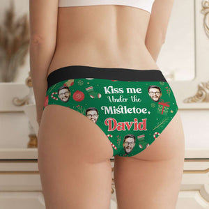 Custom Photo Gift for Him, Kiss Me Under The Mistletoe Couple Brief 031TOMH240924 - Boxer Briefs - GoDuckee