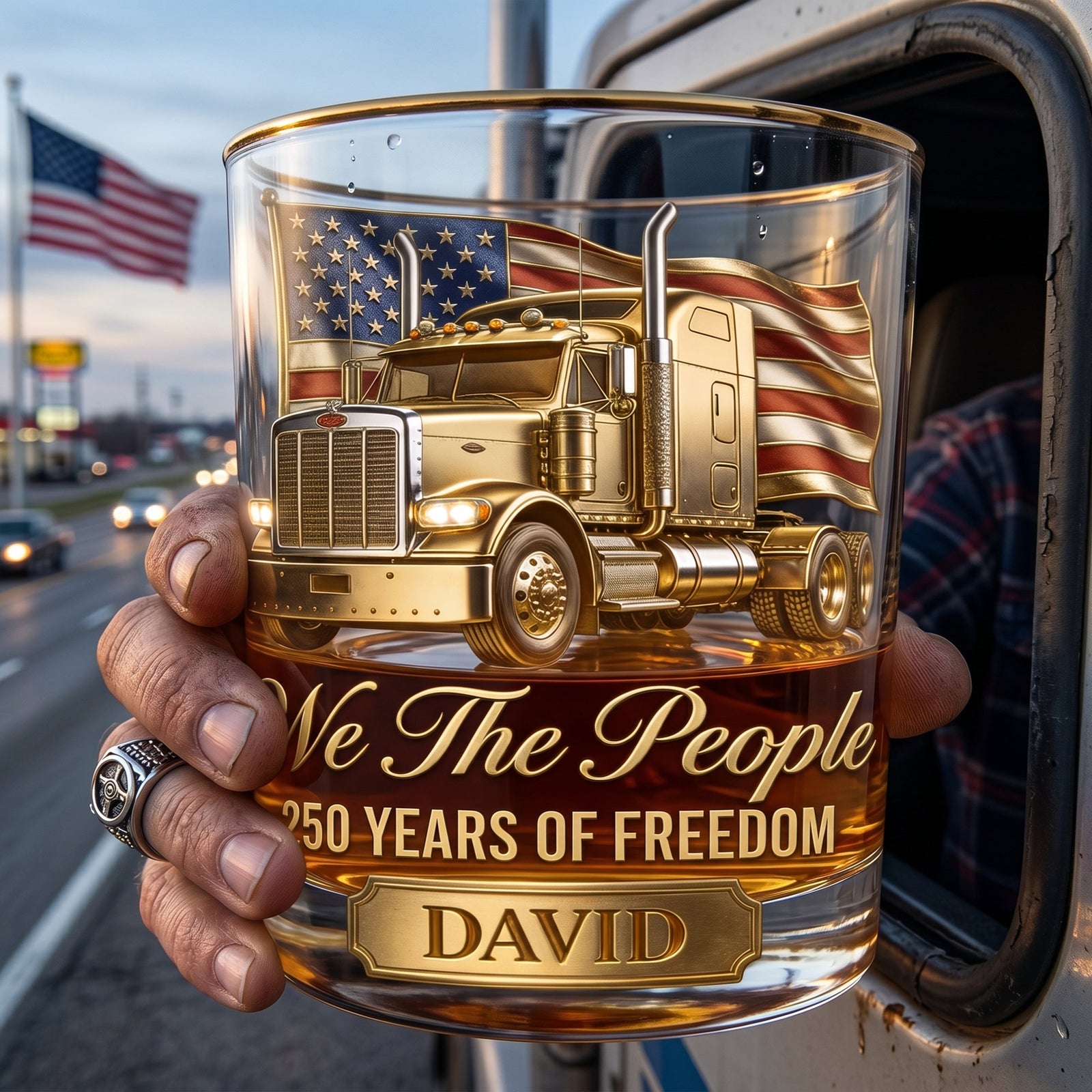 250 Years Of Freedom Round Glass - Personalized Gifts For Trucker Lovers 03pglu110626