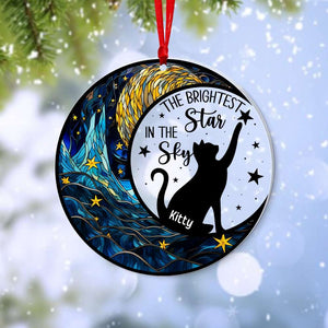 Brightest Star Suncatcher, Personalized Suncatcher Ornaments, Perfect Christmas Gifts And Tree Decor For Cat Lovers - Ornament - GoDuckee