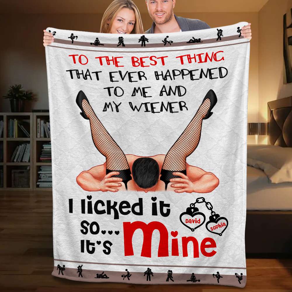 I Licked It... So It's Mine, Couple Gift, Personalized Blanket, Naughty Couple Blanket - Blanket - GoDuckee