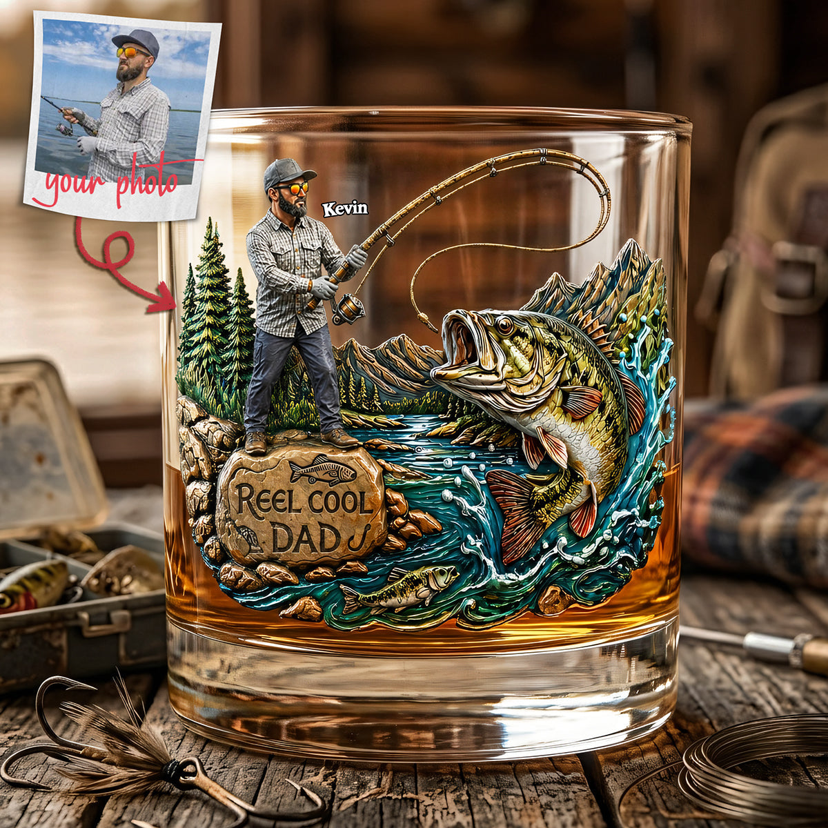Marvelous Fishing Dad Drinking Glass - Custom Photo Gifts For Dads 03tota090526 - Glass - GoDuckee