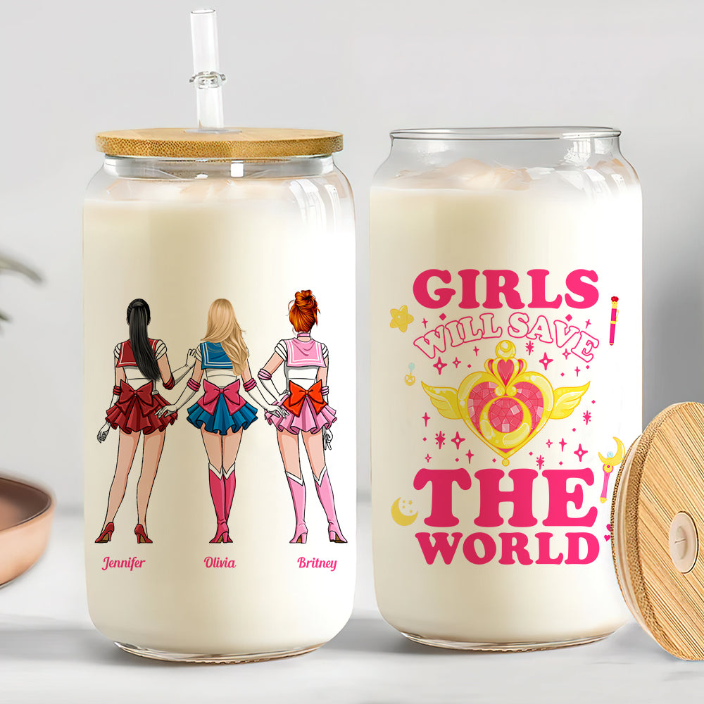 Personalized Gifts For Friends Glass Can Girls Will Save The World 06ACDT170224HH - Drinkware - GoDuckee
