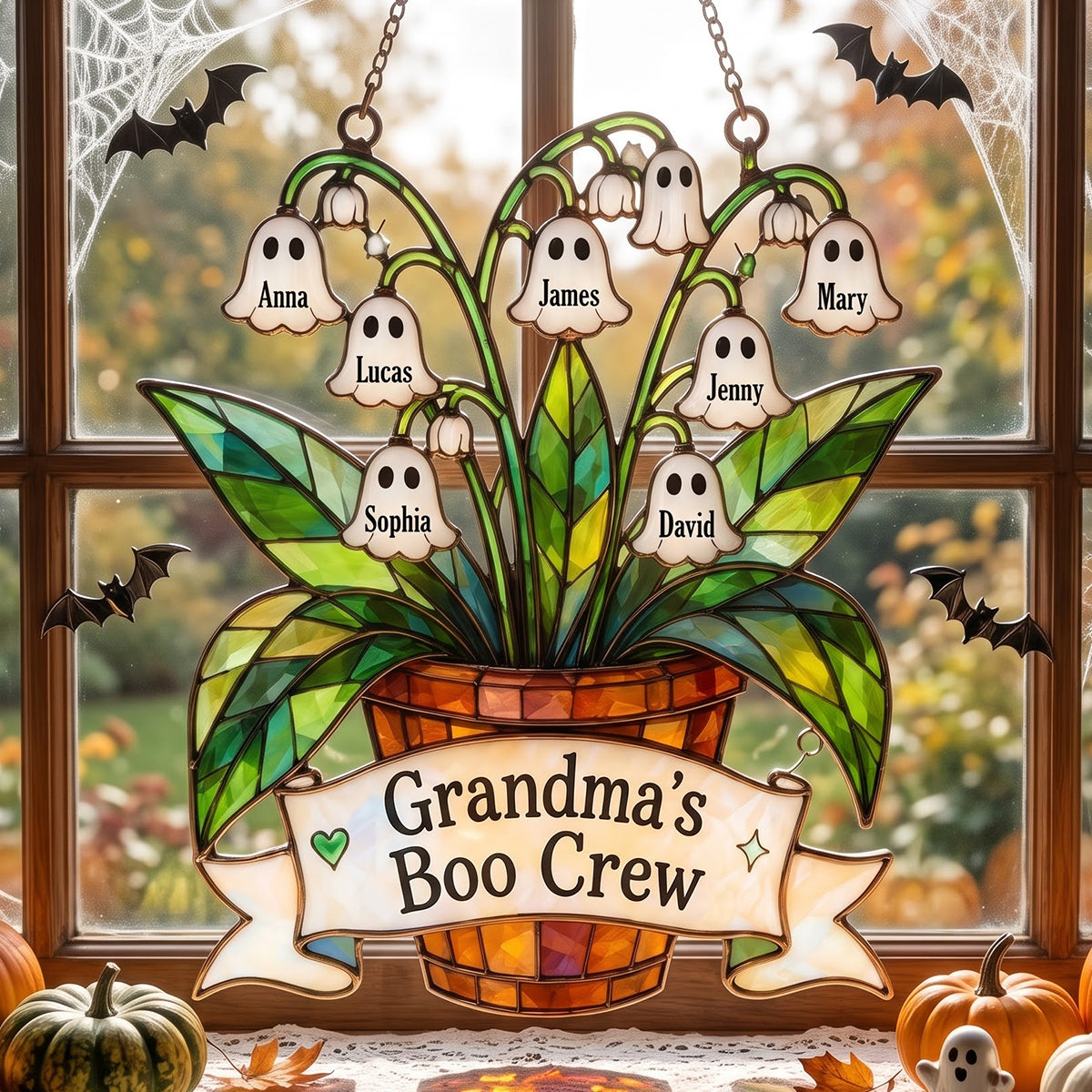 Ghost Grandma Lily Of The Valley Suncatcher Ornament - Personalized Gifts For Grandma 02natn010826 - Ornament - GoDuckee