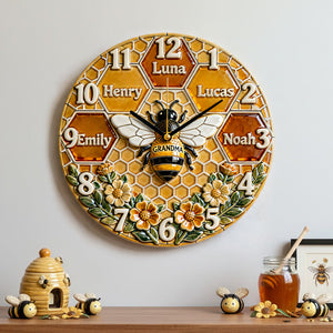 Grandma Bee Acrylic Hanging Wall Clock - Personalized Gifts For Grandma 04natn271225 - Hanging Wall Clock - GoDuckee