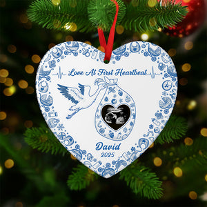 Personalized Christmas Gifts For Pregnant Women Heart Ceramic Ornament 03kita170925 - Ornament - GoDuckee