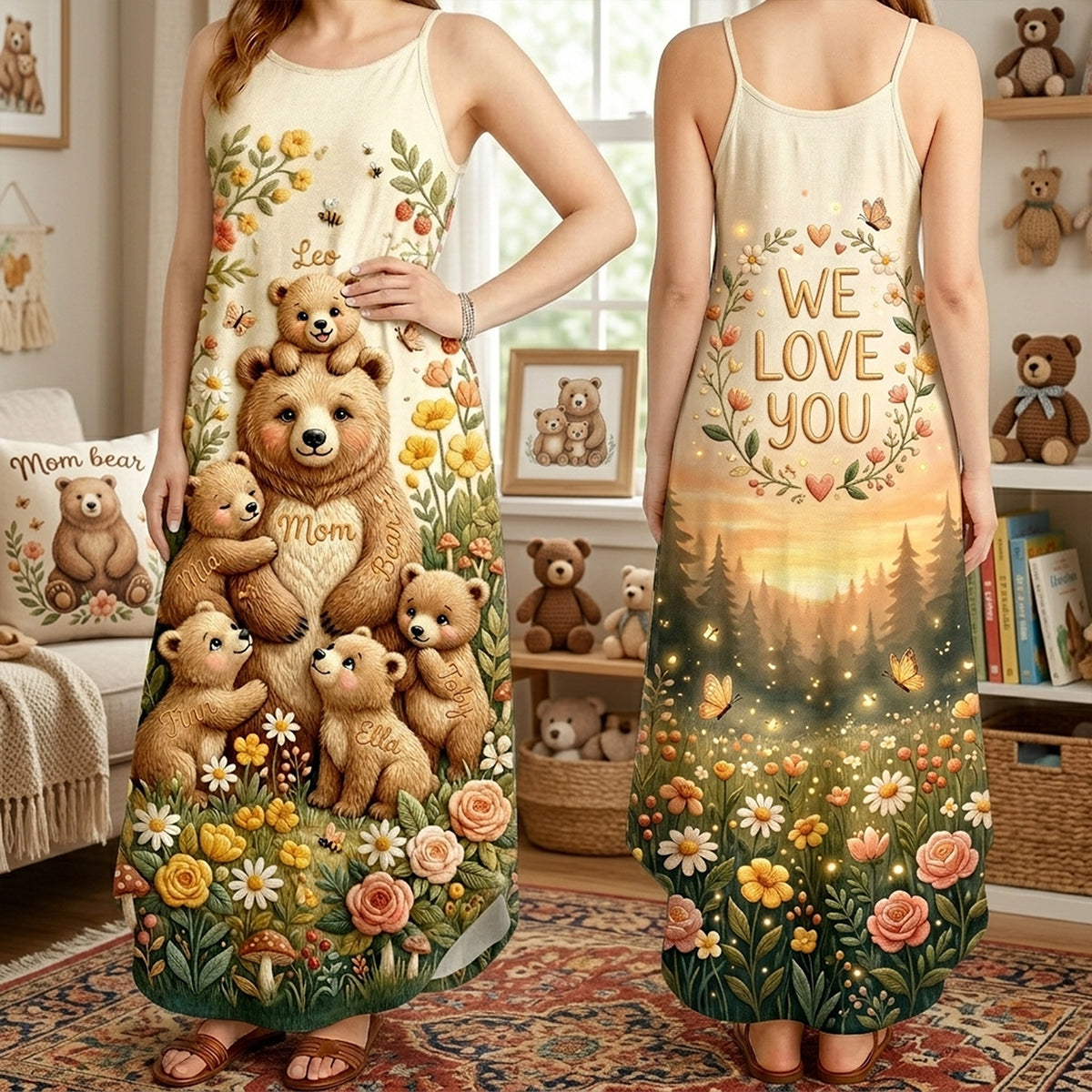Mama Bear Maxi Dress - Personalized Gifts For Mom 04PATA270326 - Dress - GoDuckee