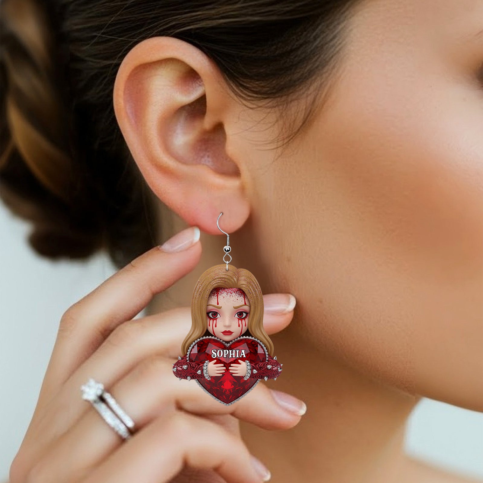 Personalized Horror Characters Acrylic Earrings 04ohtn130625 - Earrings - GoDuckee