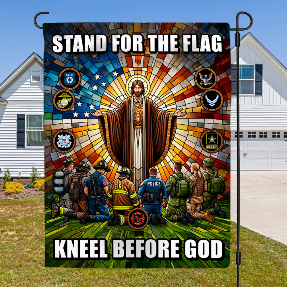 Gifts For First Responders Garden Flag, Stand For The Flag Kneel Before God 03QHQN160824 - Garden Flag - GoDuckee