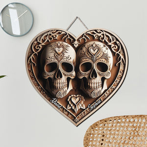 Personalized Gifts For Couple Wood Sign 03ohtn041224 Skull Couple - Wood Sign - GoDuckee