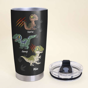 Don't Mess With Daddysaurus, Gift For Dad, Personalized Tumbler, Dinosaur T-rex Dad And Kid Tumbler - Tumbler Cup - GoDuckee