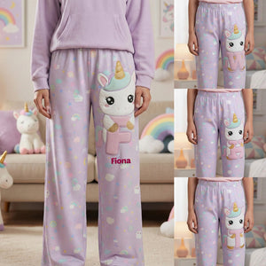 Unicorn Alphabet Pajama Pants - Personalized Gifts 05kimg051225 - Pajama Pant - GoDuckee
