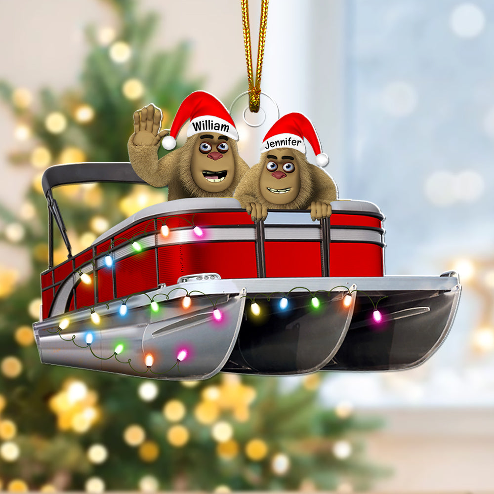 Personalized Gifts For Pontoon Lovers Christmas Ornament, Happy Bigfoot 08qhqn140924 - Ornaments - GoDuckee