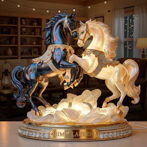 Luxury Horse Couple Light Box - Personalized Gifts For Couple & Horse Lover 06QHLU281125 - Light Box - GoDuckee