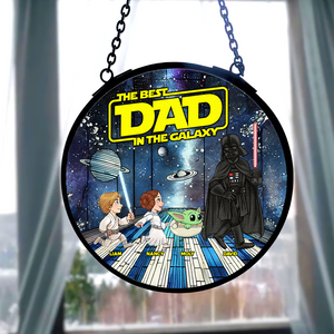 Personalized Gifts For Dad Stained Glass Ornament, Best Dad In The Galaxy 02TGPU190924 - Ornament - GoDuckee