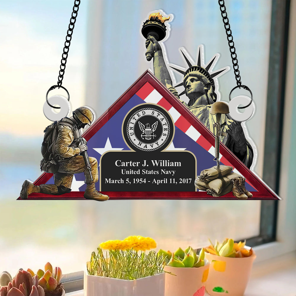 Personalized Gifts For Veteran Suncatcher Window Hanging Ornament 02dtdt010624 - Ornaments - GoDuckee