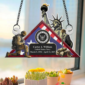 Personalized Gifts For Veteran Suncatcher Window Hanging Ornament 02dtdt010624 - Ornaments - GoDuckee