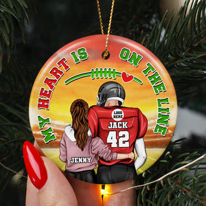 Personalized Gifts For Football Lovers Couple Ornament 02ACDT121024TM - Ornament - GoDuckee