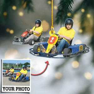 Custom Photo Gifts For Go-kart Racing Lovers, Upload Kart Racing Photo Christmas Ornament 25pgvp140924 - Ornament - GoDuckee