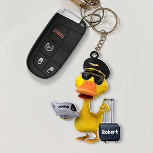 Personalized 06HUQN220623 Pilot Duck Keychain - Gift For Pilot - Keychains - GoDuckee
