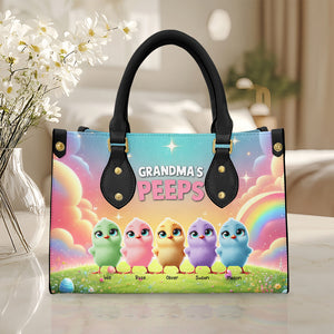 Personalized Gifts For Grandma Leather Bag, Easter Day Chick Peeps 012TGMH180325 - Leather Bag - GoDuckee