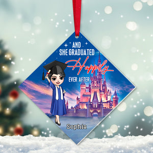 And She Graduated Happily Ever After, Personalized 05OHTN300923 Acrylic Ornament, Christmas Gift For Graduates - Ornament - GoDuckee