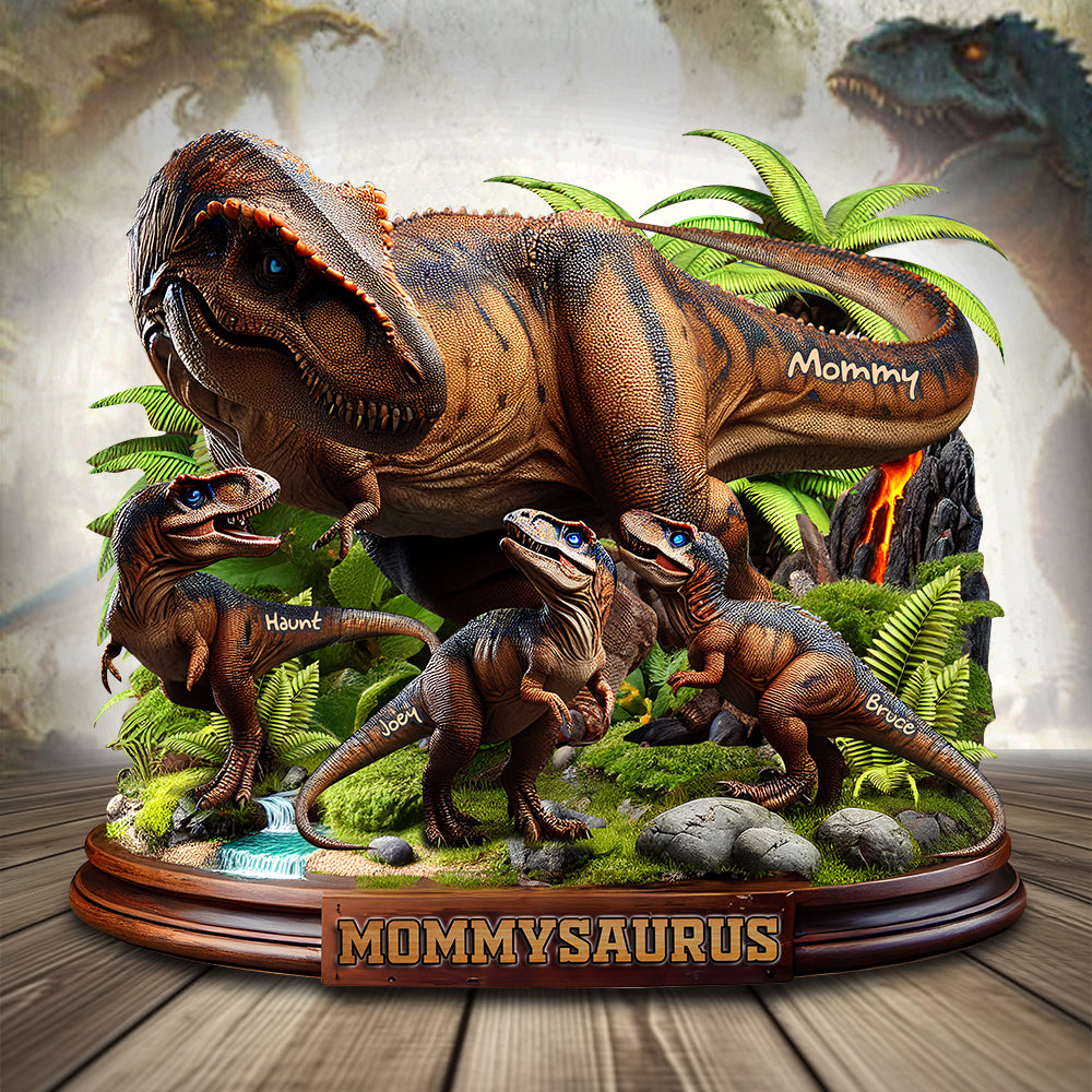 Dinosaur Mom Wood Sign - Personalized Gifts For Mother 01QHLU010425 - Wood Sign - GoDuckee