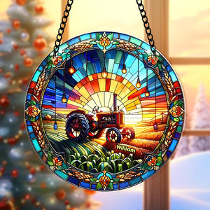 Personalized Gifts For Farmer Tractor Suncatcher Ornament 125acqn060924 - Ornament - GoDuckee