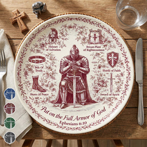 Kneeling Knight Round Ceramic Plate - Personalized Gifts For Christians 02humg130126 - Ceramic Round Plate - GoDuckee