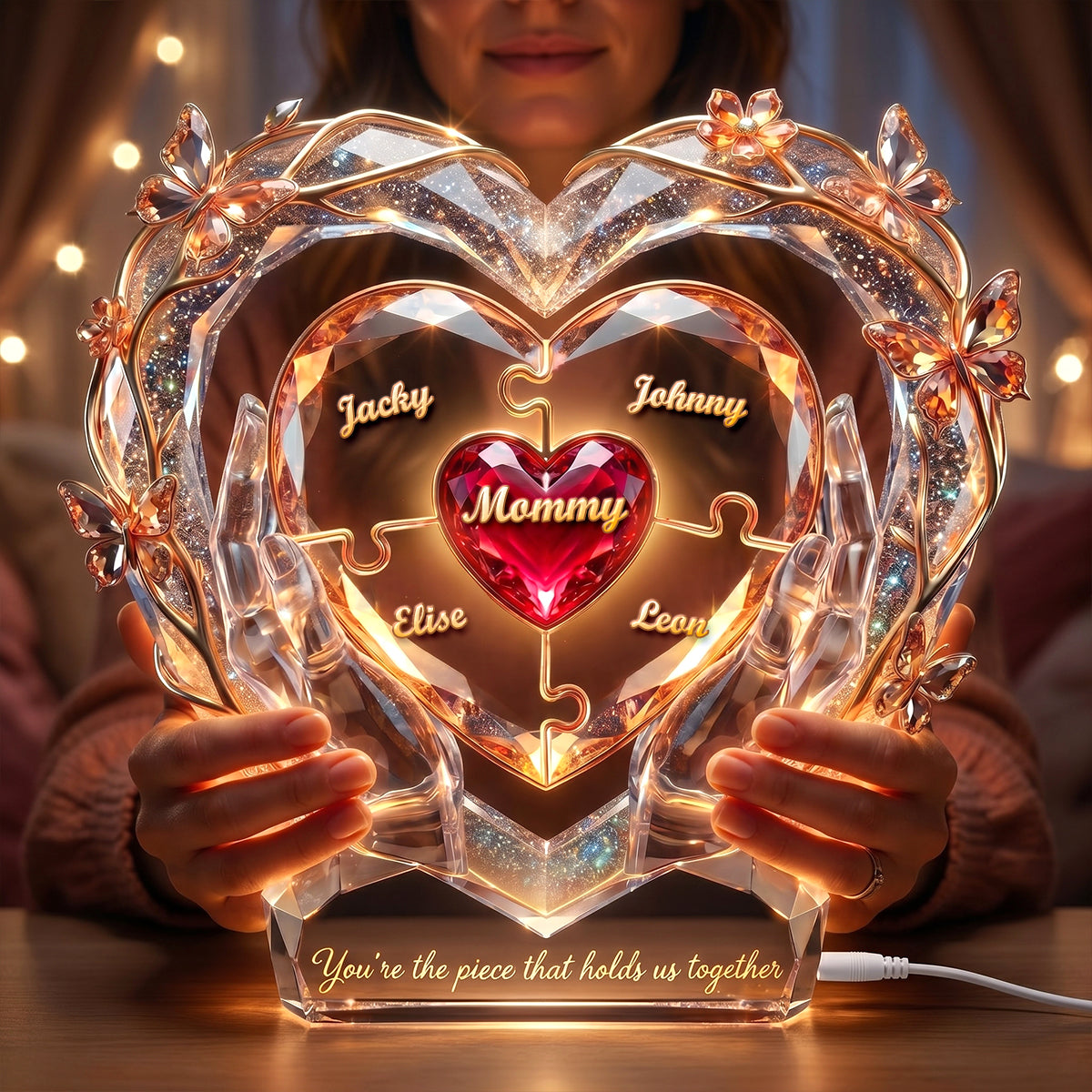 Mommy Pieces of Heart Lightbox Personalized Gifts For Mom 01PADH240426 - Light Box - GoDuckee