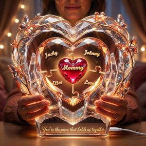 Mommy Pieces of Heart Lightbox Personalized Gifts For Mom 01PADH240426 - Light Box - GoDuckee