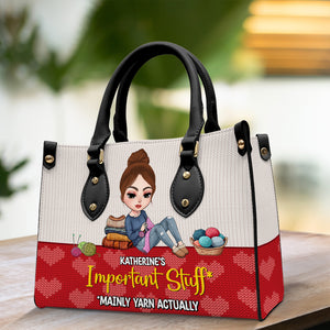 Personalized Gifts For Yarn Addicts Leather Bag Knitting Girl 03qhtn290724hh - Leather Bag - GoDuckee