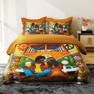 Personalized Gifts For Hippie Couple Quilt Bedding Set Special Line 04tgtn100125 - Blanket - GoDuckee