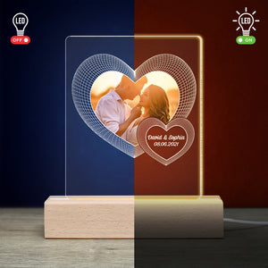 Couple Heart Balloon Upload Photo, Personalized 3D Led Light, Couple Bedroom Light - Led Night Light - GoDuckee