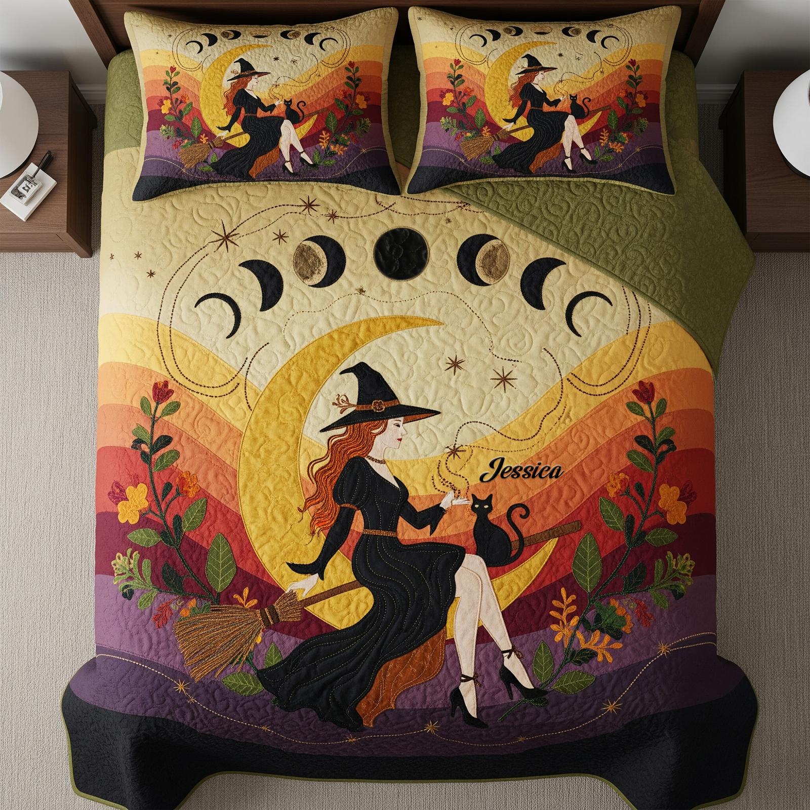 Mabon Witch Autumn Moon Quilt Bed Set - Personalized Gifts For Wiccan 02QHLU290725 - Blanket - GoDuckee