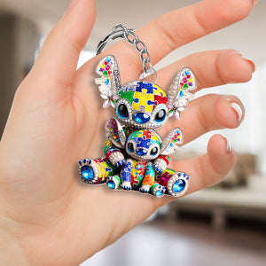 Personalized Gift For Autism Mom Acrylic Keychain Mama Bear Holding Her Little One 04TGMH190325 - Keychains - GoDuckee
