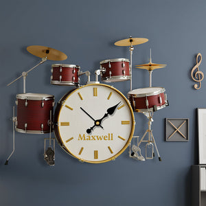 Drum Set Wall Clock Personalized Gifts For Music Lovers 05KIDT251225 - Hanging Wall Clock - GoDuckee