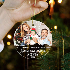 Custom Photo Gifts for Family Ornament 04XQDT240724 First Christmas Mom and Dad - Ornament - GoDuckee