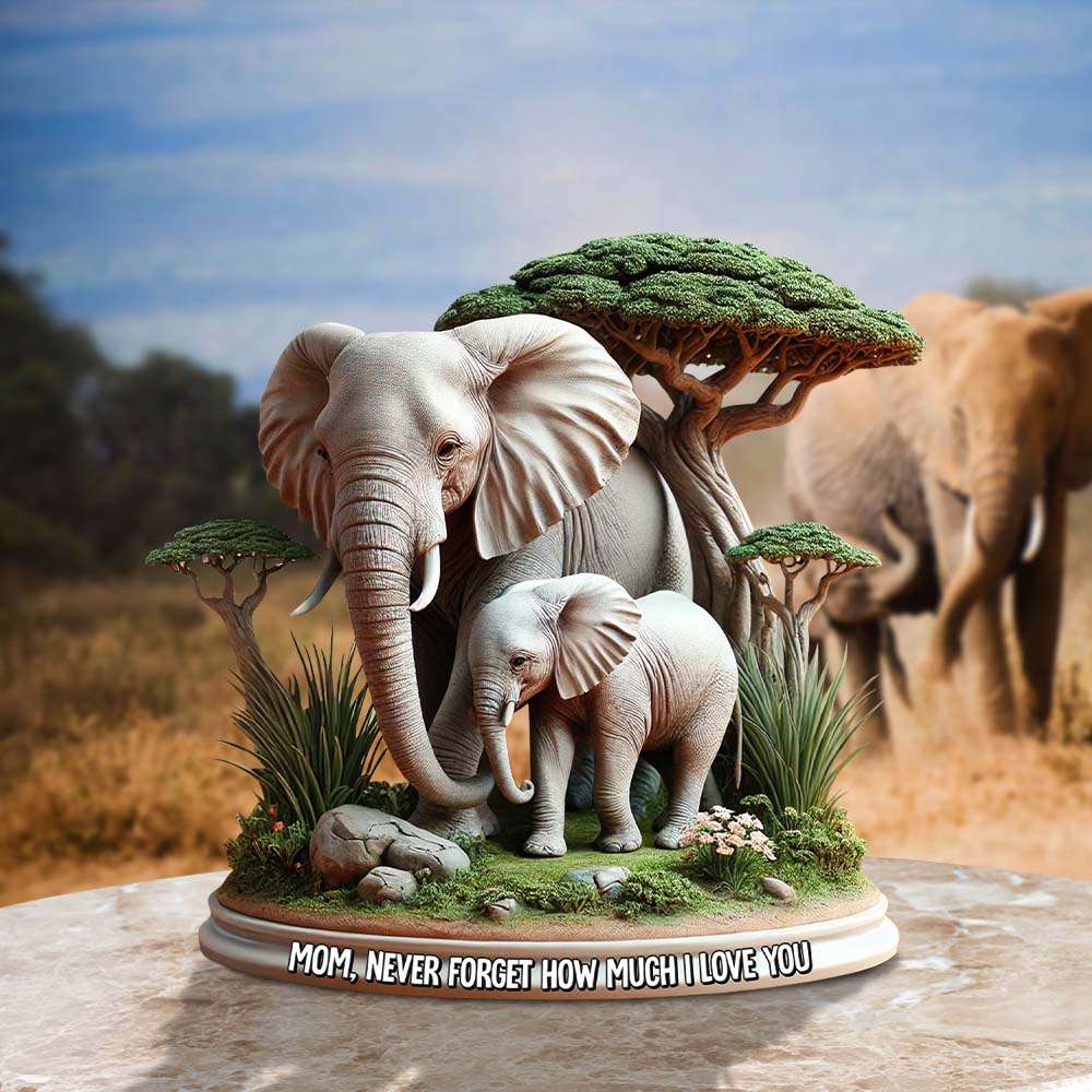 Personalized Gifts For Mom Acrylic Plaque, Elephant Mom 03qhtn010425 - Shaped Plaques - GoDuckee