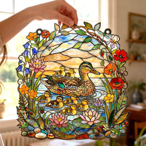 Ducky Mom Suncatcher Ornament - Personalized Gifts For Mom 04TYTN260226 - Ornament - GoDuckee