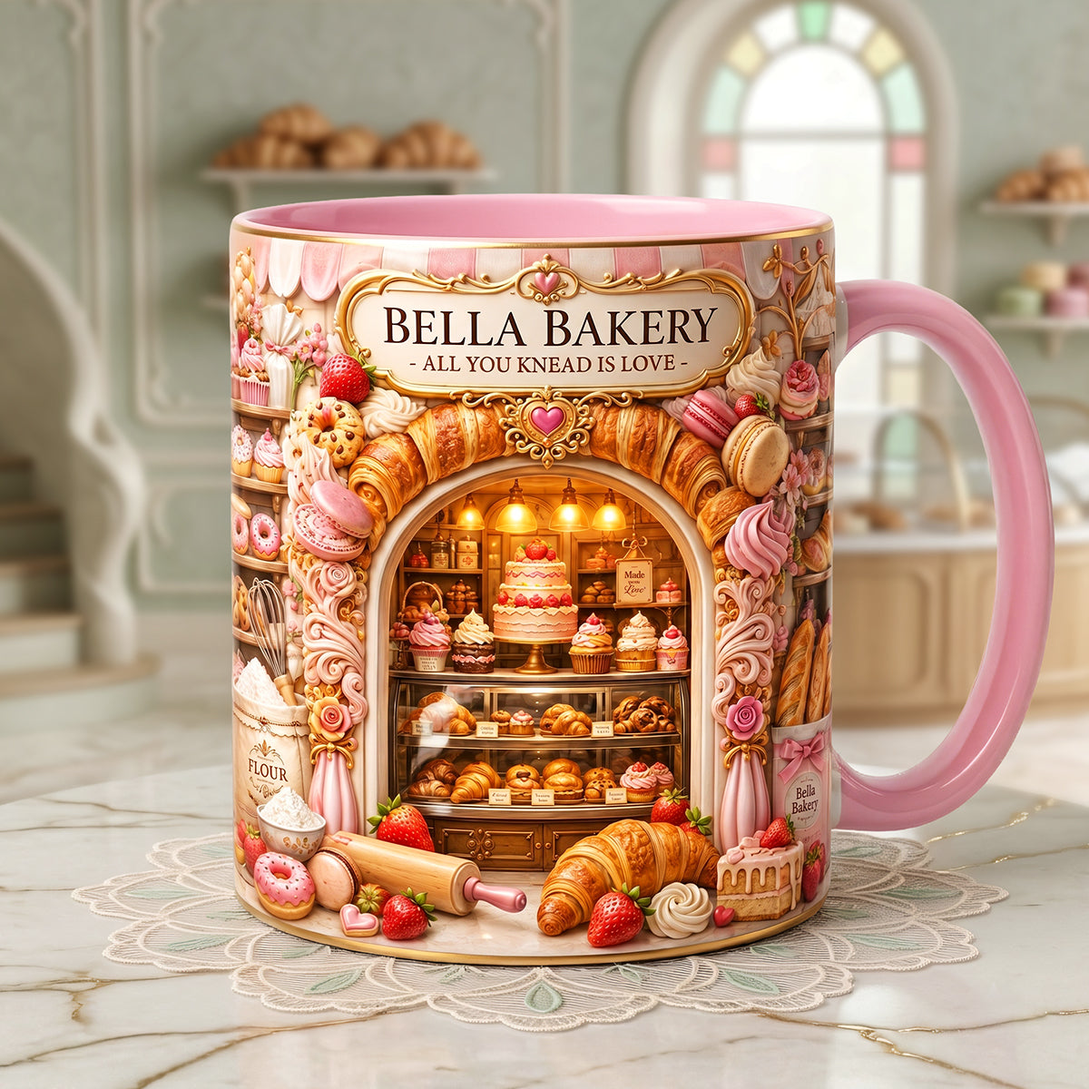 Bake With Love Accent Mug - Personalized Gifts For Bakers 02HATA260626 - Coffee Mug - GoDuckee