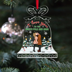 I Love You to the North Pole and Back, Personalized Kissing Couple Ornament, Christmas Gifts - Ornament - GoDuckee