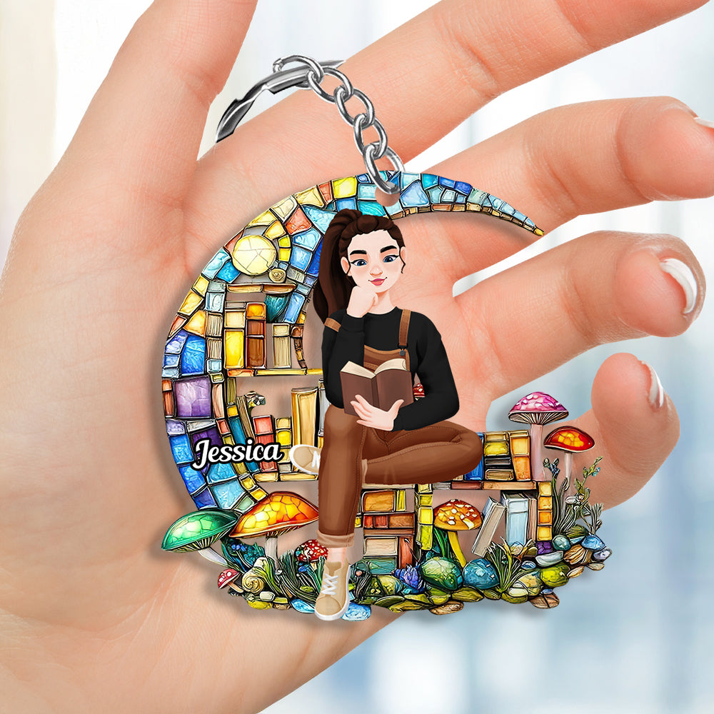 Personalized Gifts For Book Lover Keychain Girl Reading Book 01XQDT030125PA - Keychains - GoDuckee