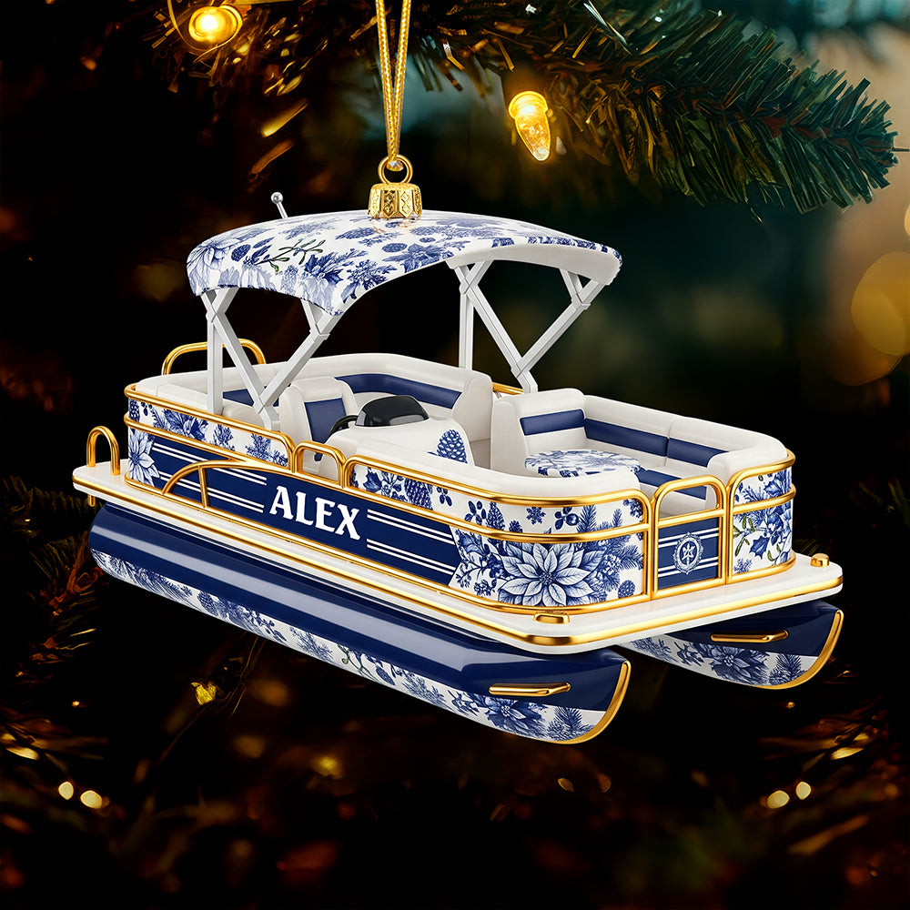 Toile de Jouy Christmas Ornament - Personalized Gifts For Pontoon Lovers 01pgqn071025 - Ornament - GoDuckee