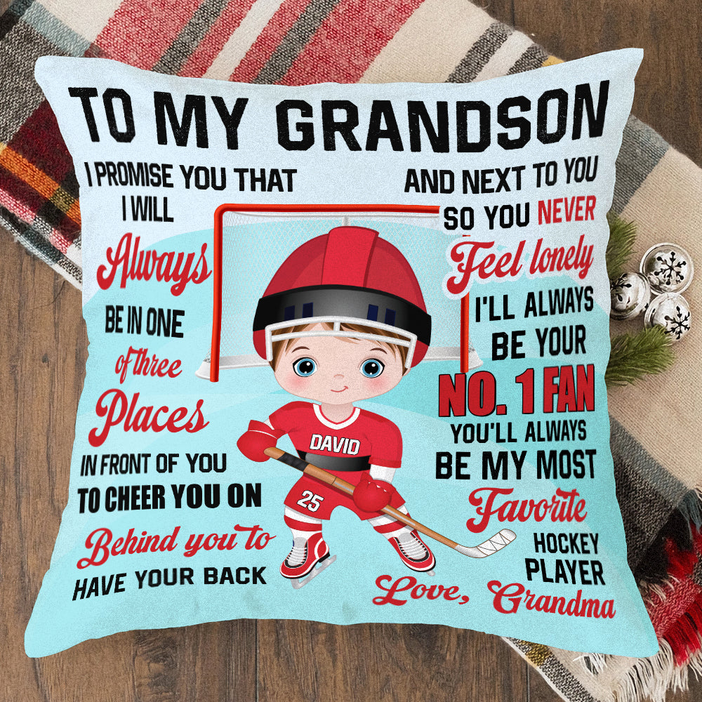 I'll Always Be Your No.1 Fan Personalized Square Pillow, Gift For Ice Hockey Lover, Gift For Son/Grandson - Pillow - GoDuckee
