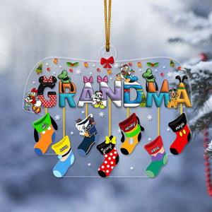 Personalized Gifts For Grandma Cartoon Socks Christmas Acrylic Ornament 04XQLU071124 - Ornament - GoDuckee